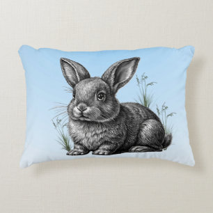 Cute Grey Rabbit against a Blue Sky Accent Pillow