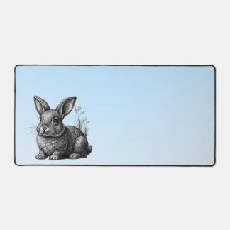 Cute Grey Rabbit against a Blue Sky Desk Mat