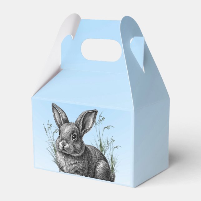 Cute Grey Rabbit against a Blue Sky Favor Box (Front Side)