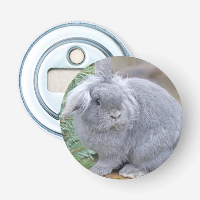 Cute grey rabbit    bottle opener (Front)