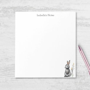 Cute Grey Rabbit Bunny Sketch Personalized Notepad