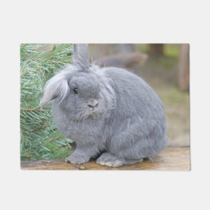 Cute grey rabbit  doormat