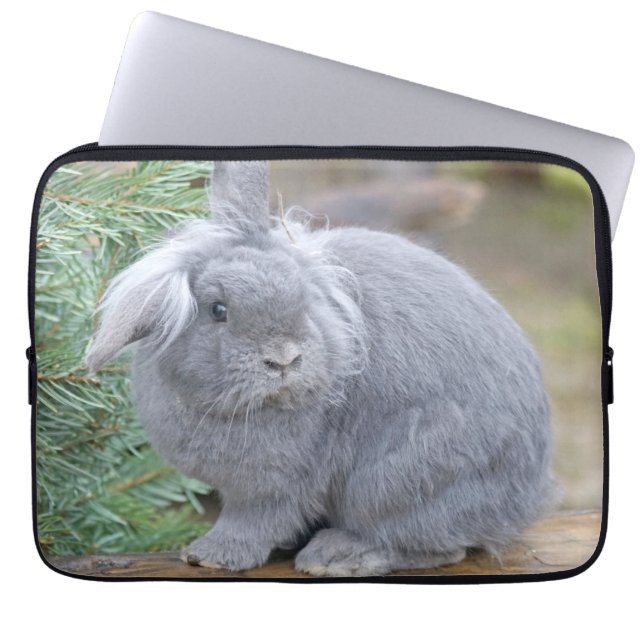 Cute grey rabbit  laptop sleeve (Front)
