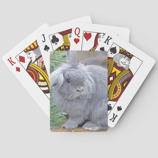 Cute grey rabbit  playing cards (Back)