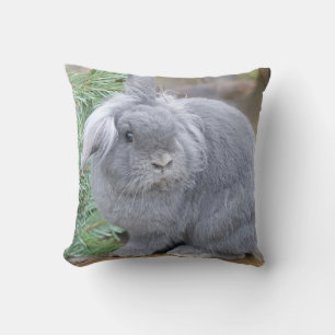 Cute grey rabbit throw pillow