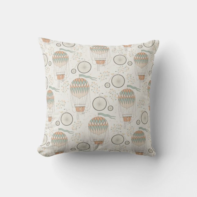 Cute Grey Rabbits and Antique Keys on White Throw Pillow (Front)