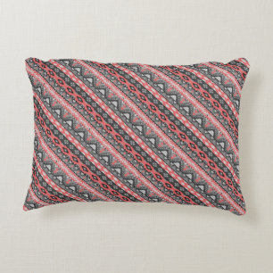 Cute grey red aztec pattern design accent pillow