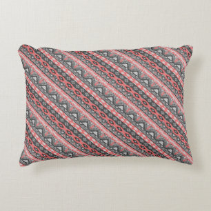 Cute grey red aztec pattern design accent pillow