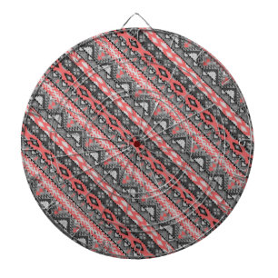 Cute grey red aztec pattern design dartboard