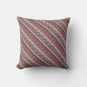 Cute grey red aztec pattern design throw pillow