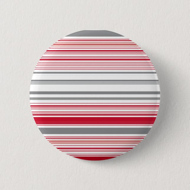 Cute grey red stripes 2 inch round button (Front)