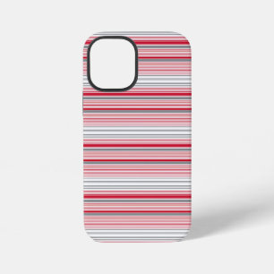 Cute grey red stripes iPhone 12 mini case