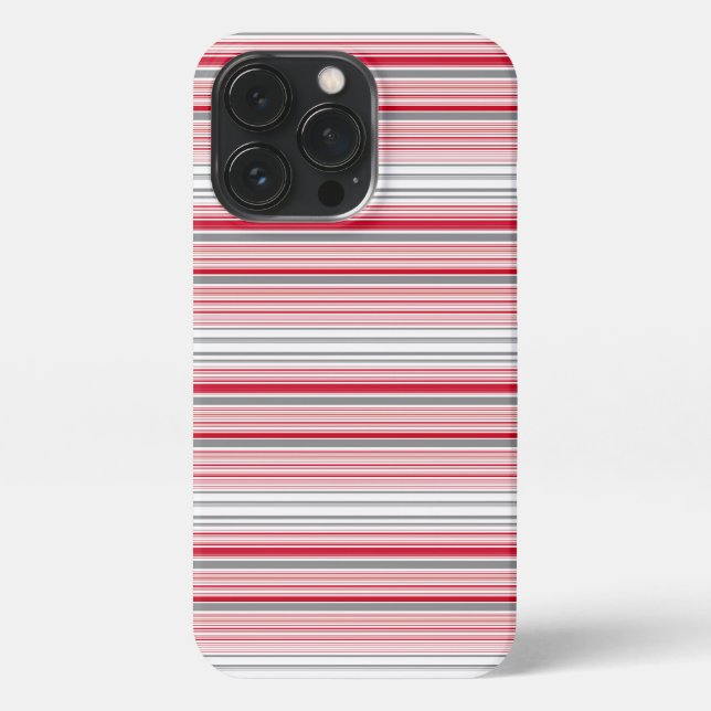 Cute grey red stripes iPhone case (Back)