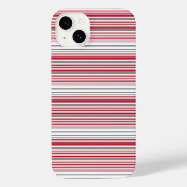 Cute grey red stripes iPhone case (Back)