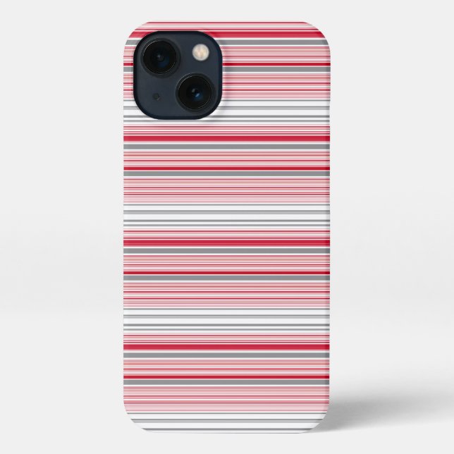 Cute grey red stripes iPhone case (Back)