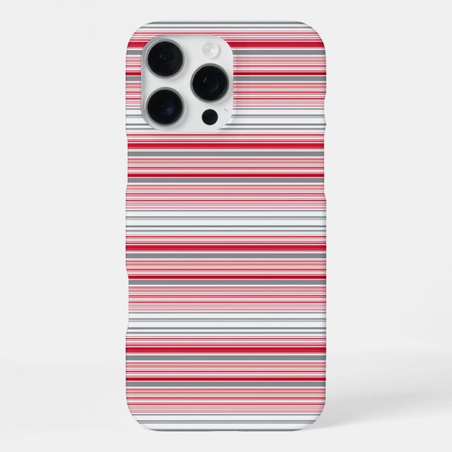 Cute grey red stripes iPhone case (Back)