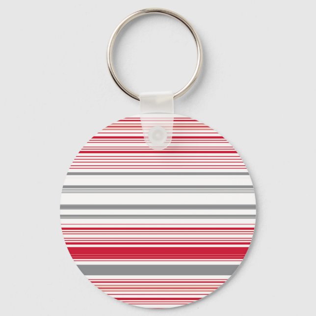 Cute grey red stripes keychain (Front)