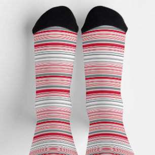 Cute grey red stripes socks