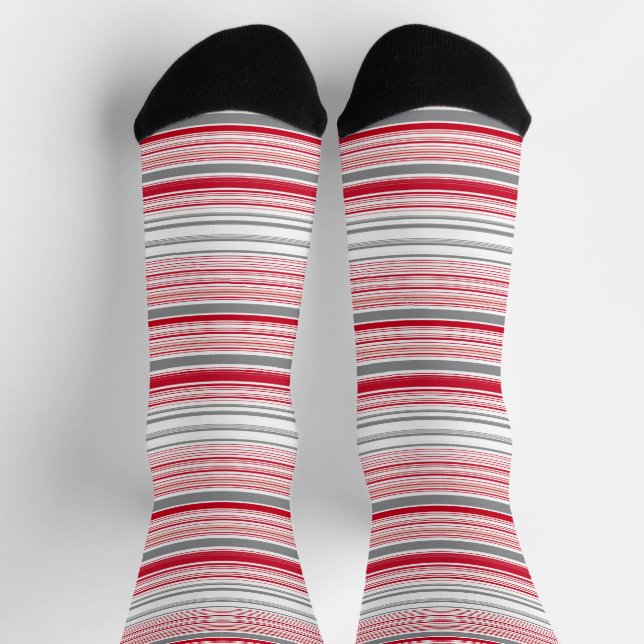 Cute grey red stripes socks (Top)