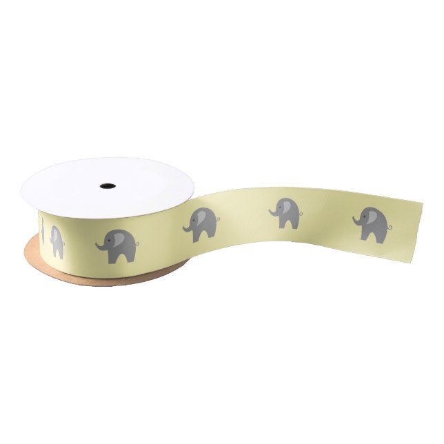 Cute grey safari elephant baby shower ribbon satin ribbon (Spool)
