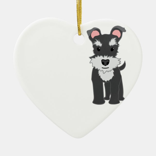 Cute grey schnauzer puppy ceramic ornament (Front)