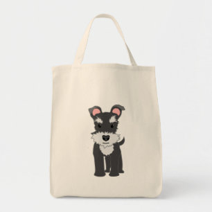 Cute grey schnauzer puppy tote bag