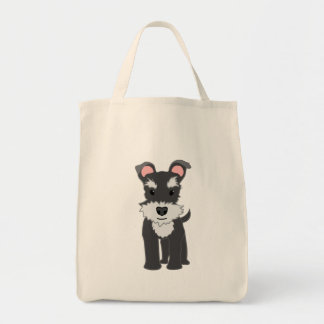 Cute grey schnauzer puppy tote bag