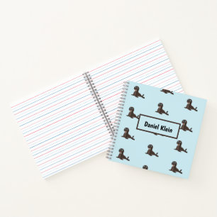 Cute grey seal blue notebook