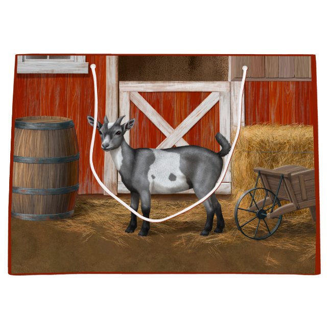 Cute Grey Spotted Goat Large Gift Bag (Front)
