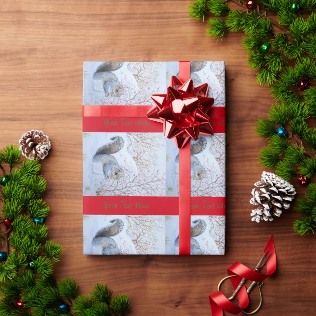 cute grey squirrel snow scene wildlife christmas wrapping paper (Holiday Gift)