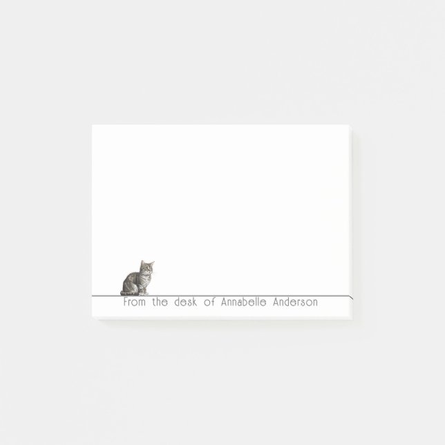 Cute Grey Tabby Cat Personalize Notes (Front)