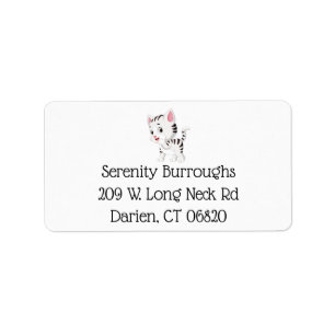 Cute Grey Tabby Kitten Kitty Cat Lover Mom Label