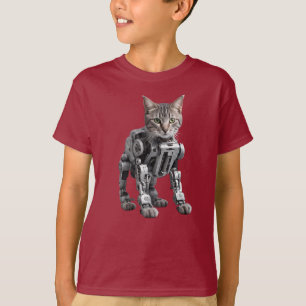 Cute Grey Tabby Robot Kids T-shirt