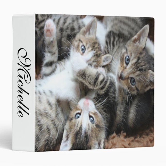 Cute Grey Tricolor Kittens/Add Your Pet's Photo Binder (Front/Spine)