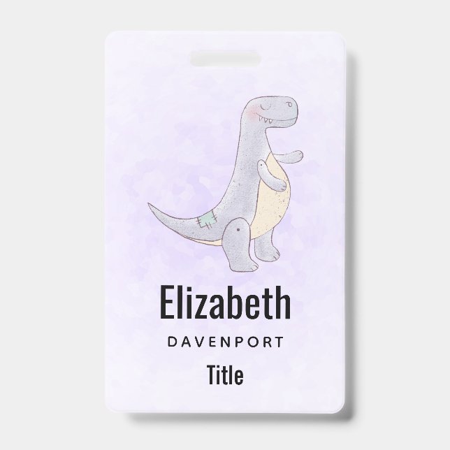 Cute Grey Tyrannosaurus Rex Dinosaur Toy Badge (Front)