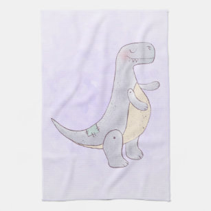 Cute Grey Tyrannosaurus Rex Dinosaur Toy Kitchen Towel
