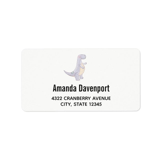 Cute Grey Tyrannosaurus Rex Dinosaur Toy Label (Front)