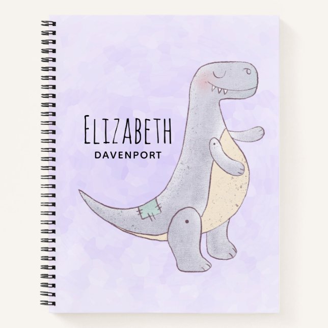 Cute Grey Tyrannosaurus Rex Dinosaur Toy Notebook (Front)
