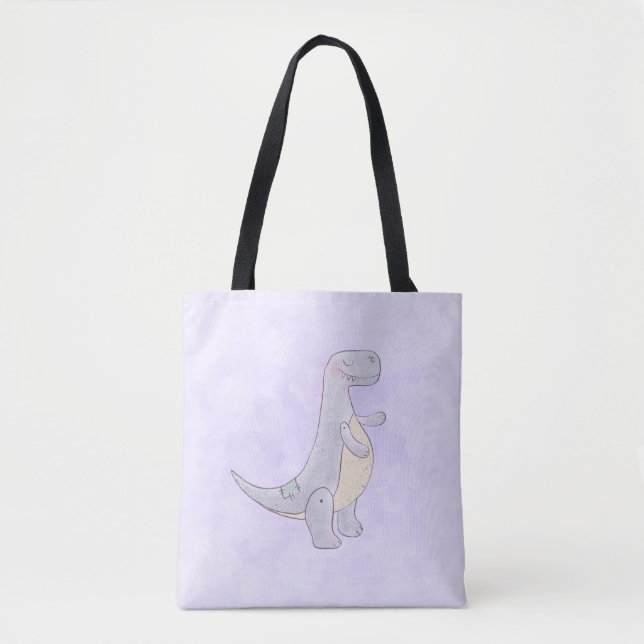 Cute Grey Tyrannosaurus Rex Dinosaur Toy Tote Bag (Front)