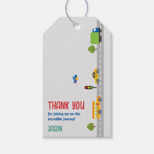 Cute Grey Urban Traffic Transportation Birthday Gift Tags