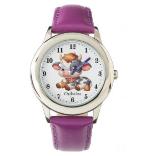 Cute grey white cow lovers watch