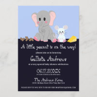 Cute Grey White Elephant Mouse Peanut Baby Shower