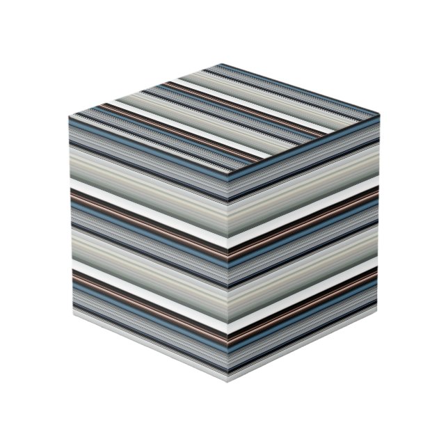 Cute grey white stripes cube (Front Angled)