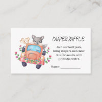 Cute Grey Wolf Baby Shower Diaper Raffle