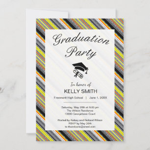 Cute grey yellow orange aztec graduation party invitation