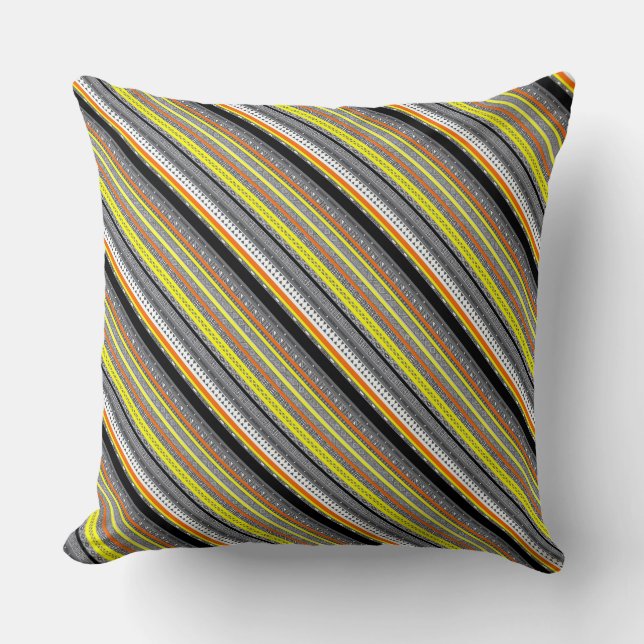 Cute grey yellow orange aztec patterns throw pillow (Front)