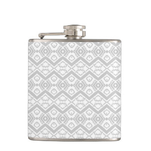 Cute grey zigzag pattern mug button hip flask