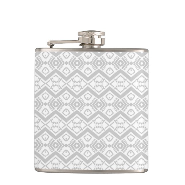 Cute grey zigzag pattern  mug button hip flask (Front)