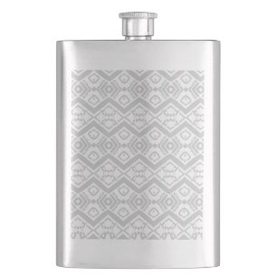 Cute grey zigzag pattern mug button hip flask