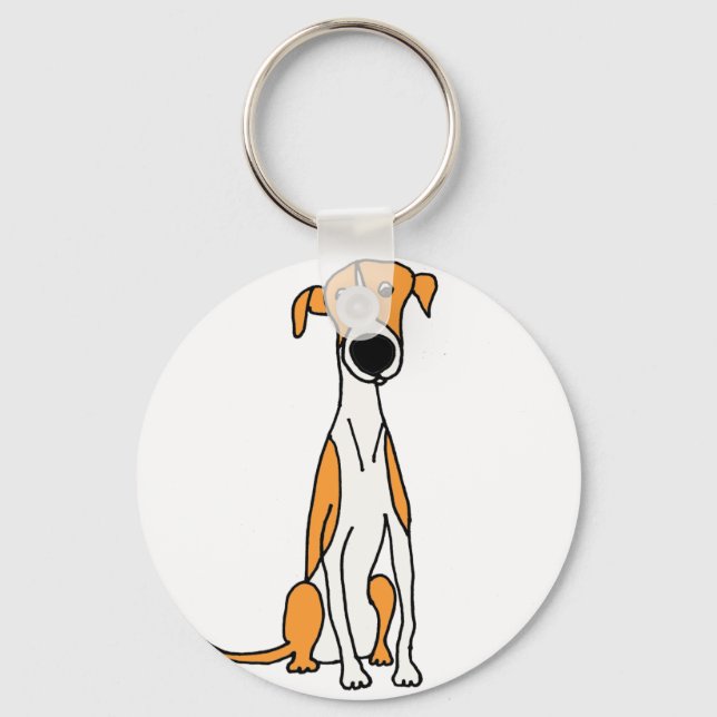 Cute Greyhound Dog Cartoon Original Keychain (Front)